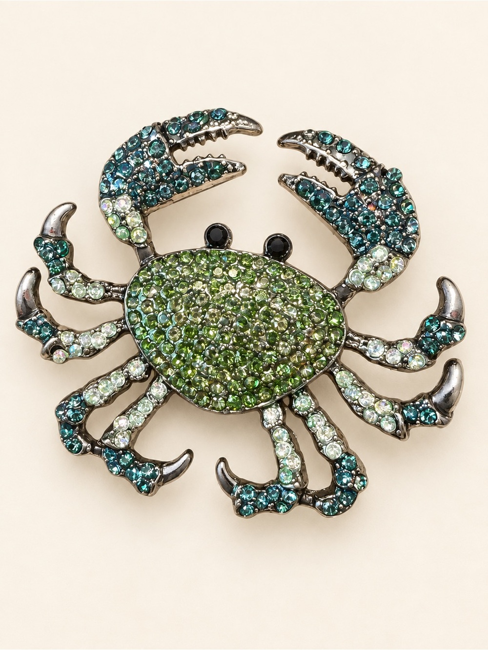 Sparkling Green Crystal Crab Coastal Brooch - Picture 3 of 7